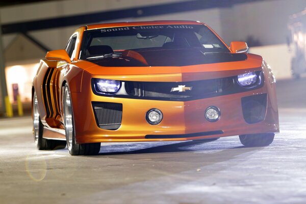 Orange Chevrolet Camaro for tuned