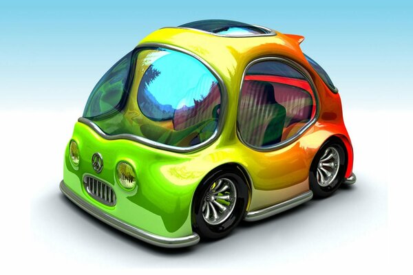 A small multicolored car