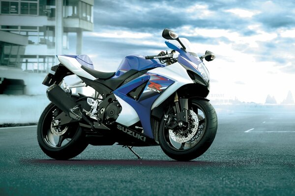 Suzuki motorcycle on a clear sky background