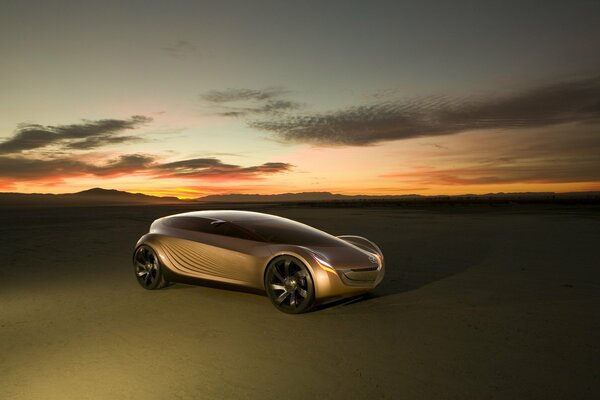 Mazda-nagare on the sand, at sunset