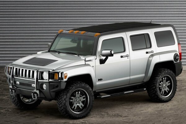 Cooler Hummer in silberner Farbe