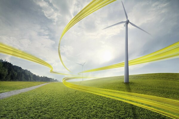 Gelbe Bänder im Wind