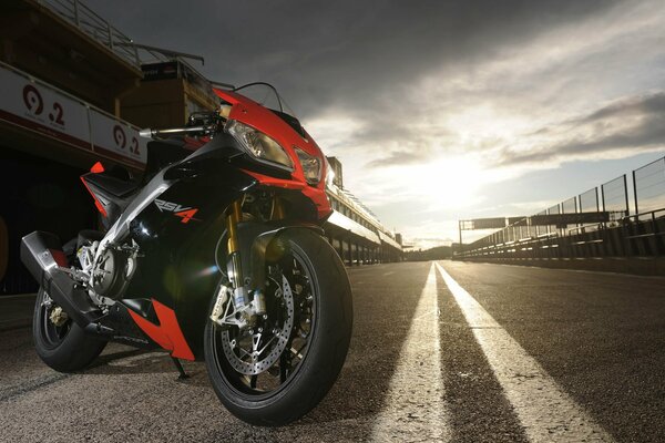 Red motorcycle front view