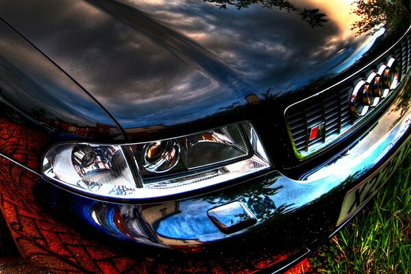 Audi hood and bumper after polishing