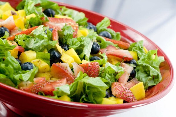 Summer fruit salad with strawberries