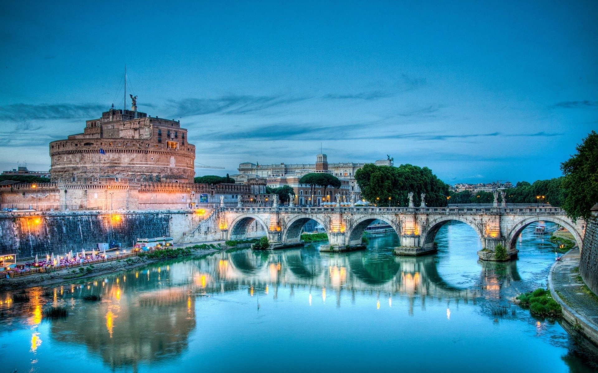 castillo de sant angelo río tíber italia roma puente