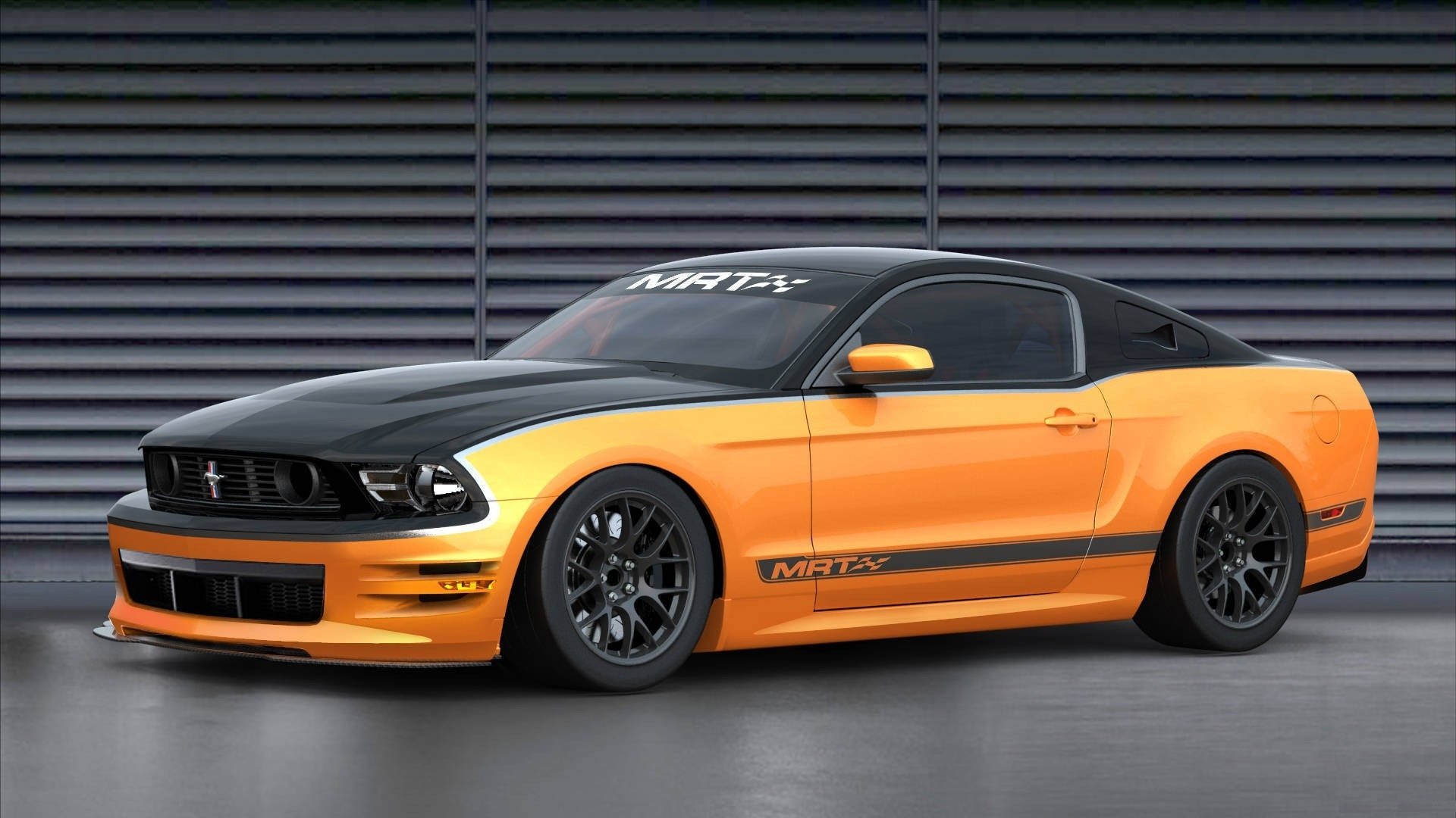 mustang ford pomarańczowy czarny tuning