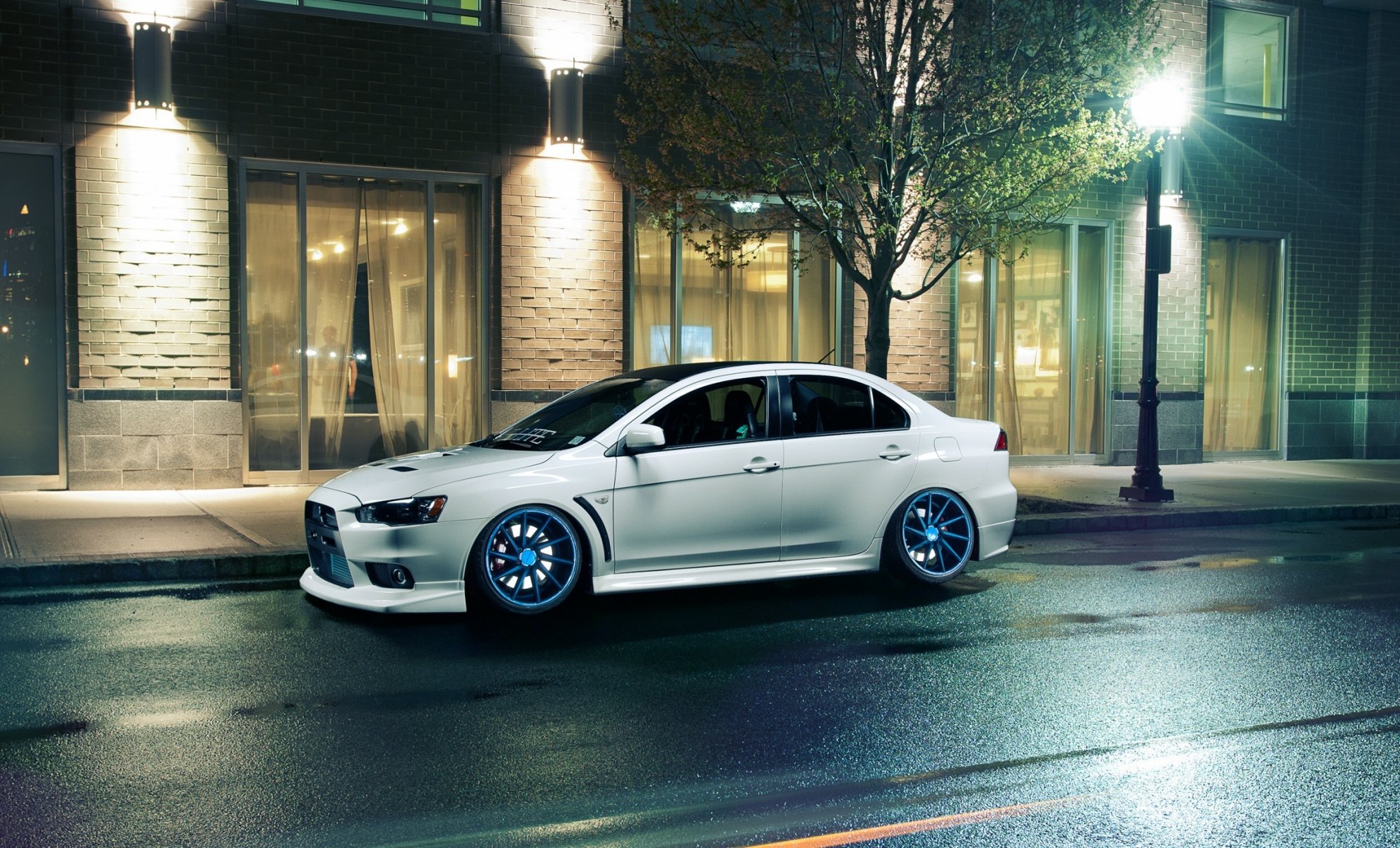 mitsubishi beruf evolution x vossen räder weiß mitsubishi lancer evolutionär fenster lichter nacht