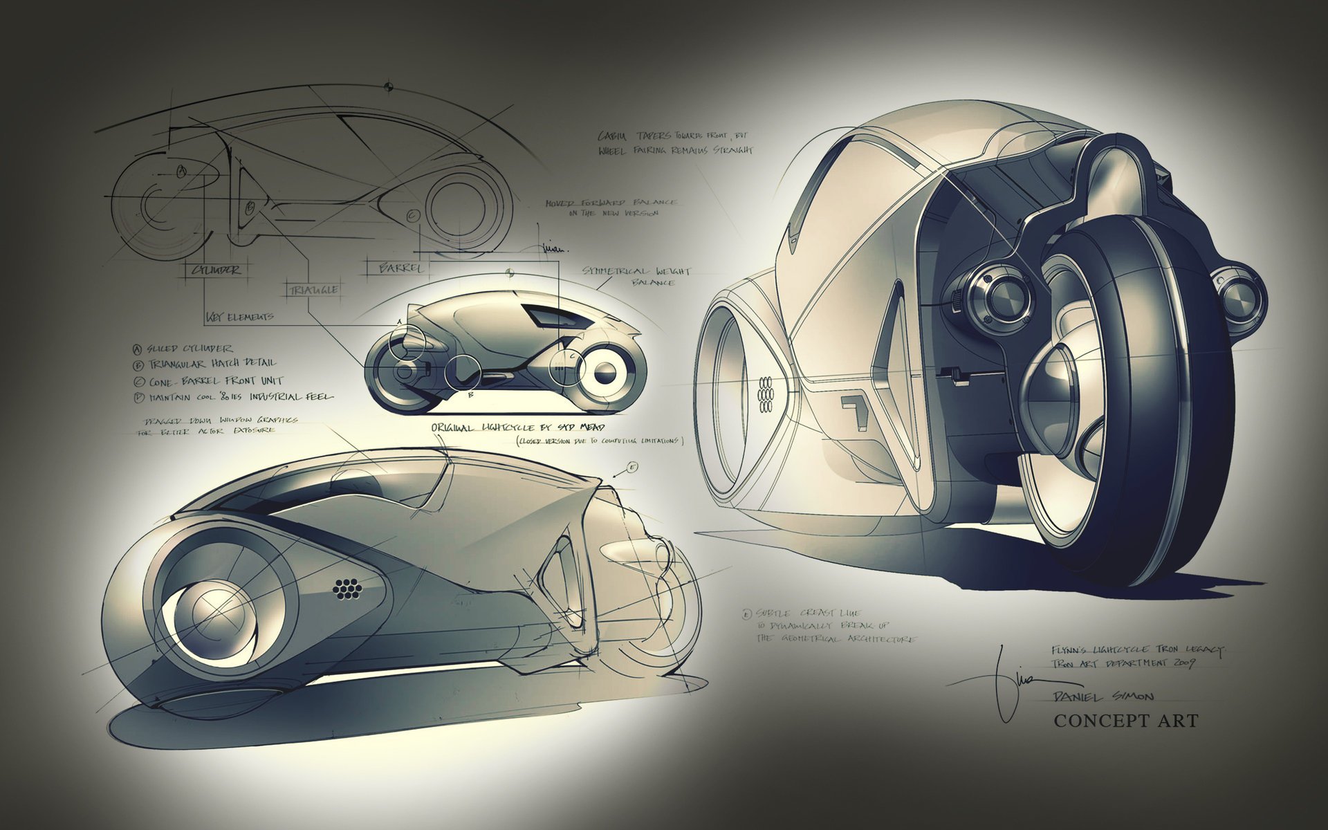 arte conceptual concept art desarrollo modelo motocicleta