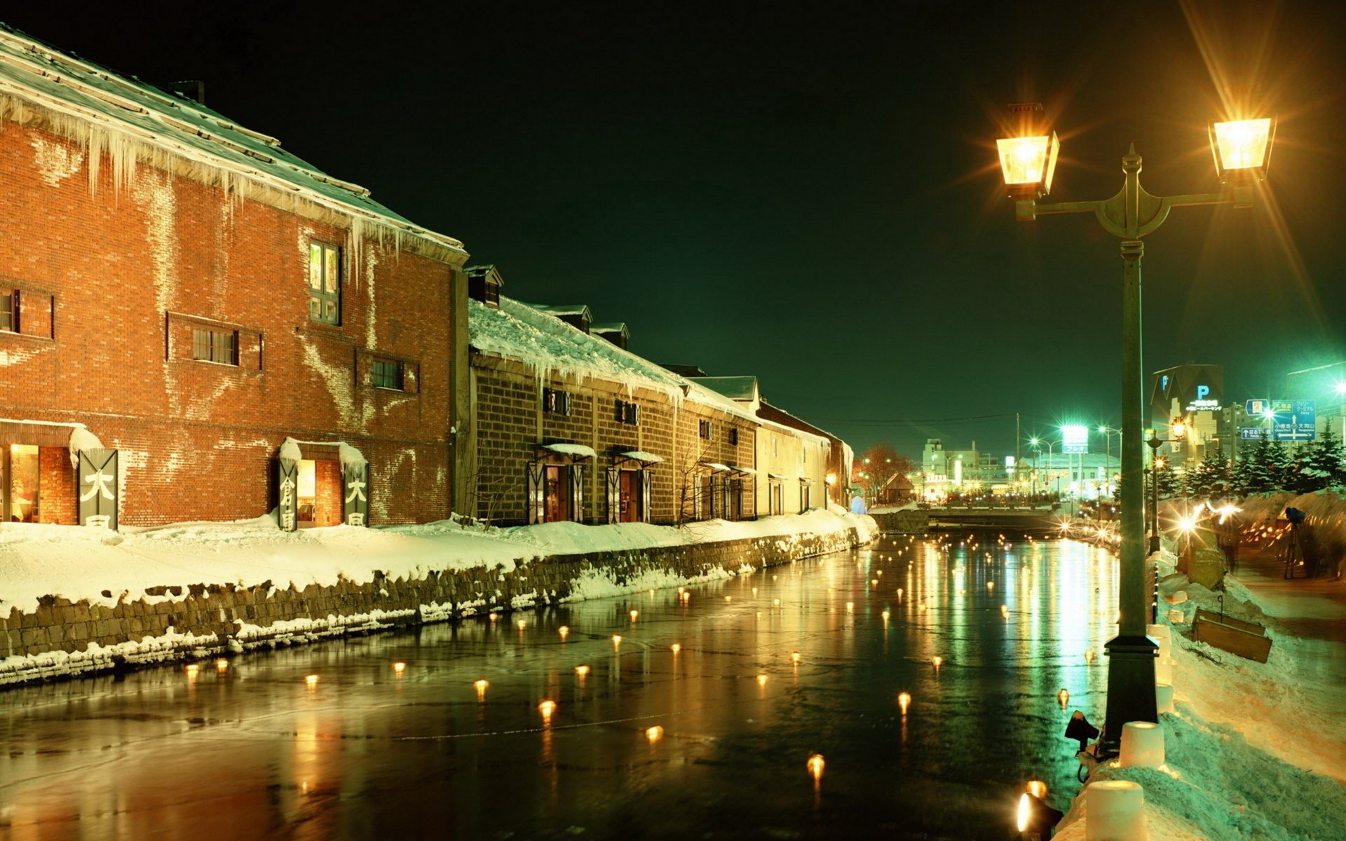 canashl ciudad invierno casa luces linterna