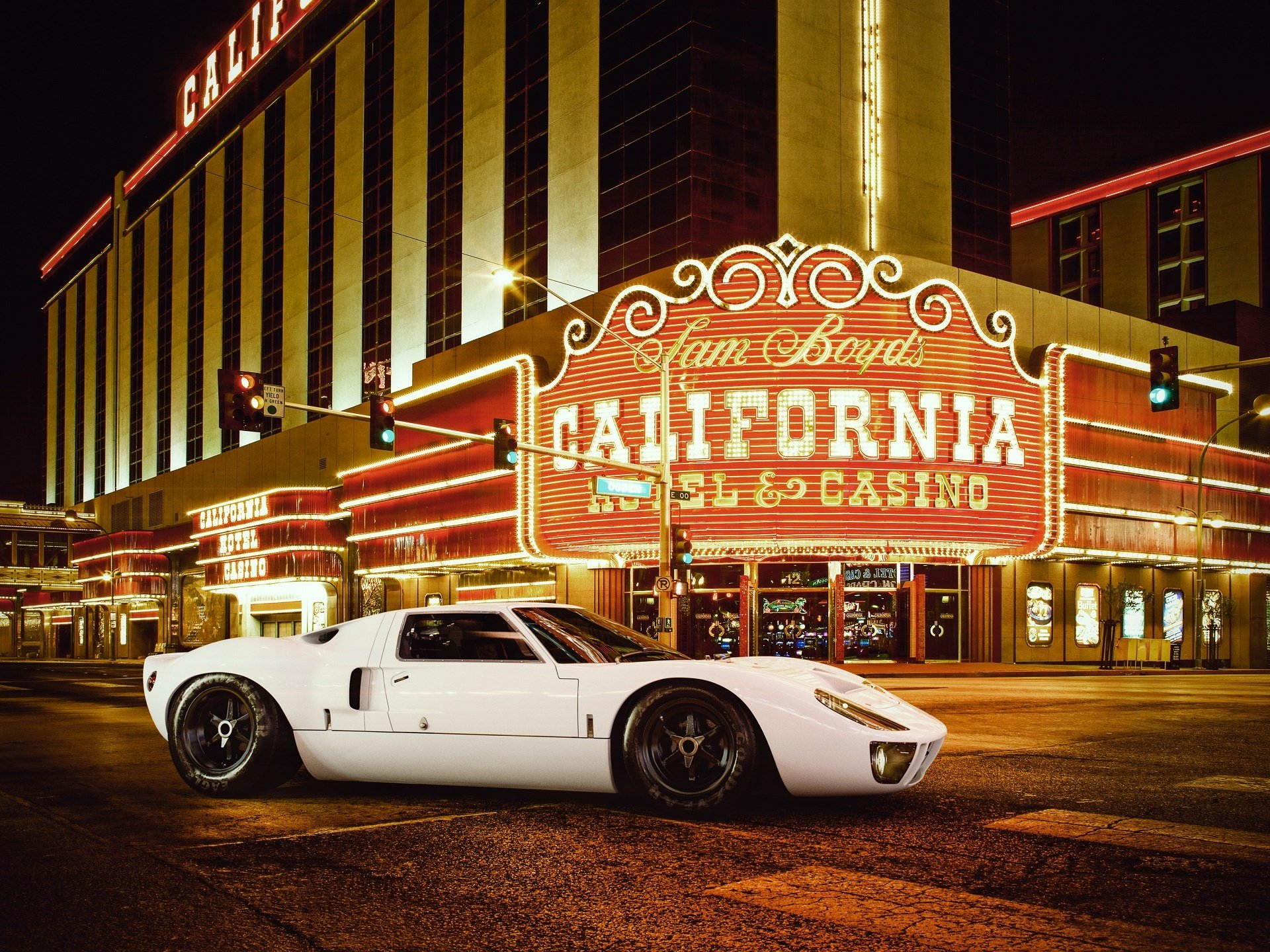 ford gt40 biały supersamochód las vegas kasyno