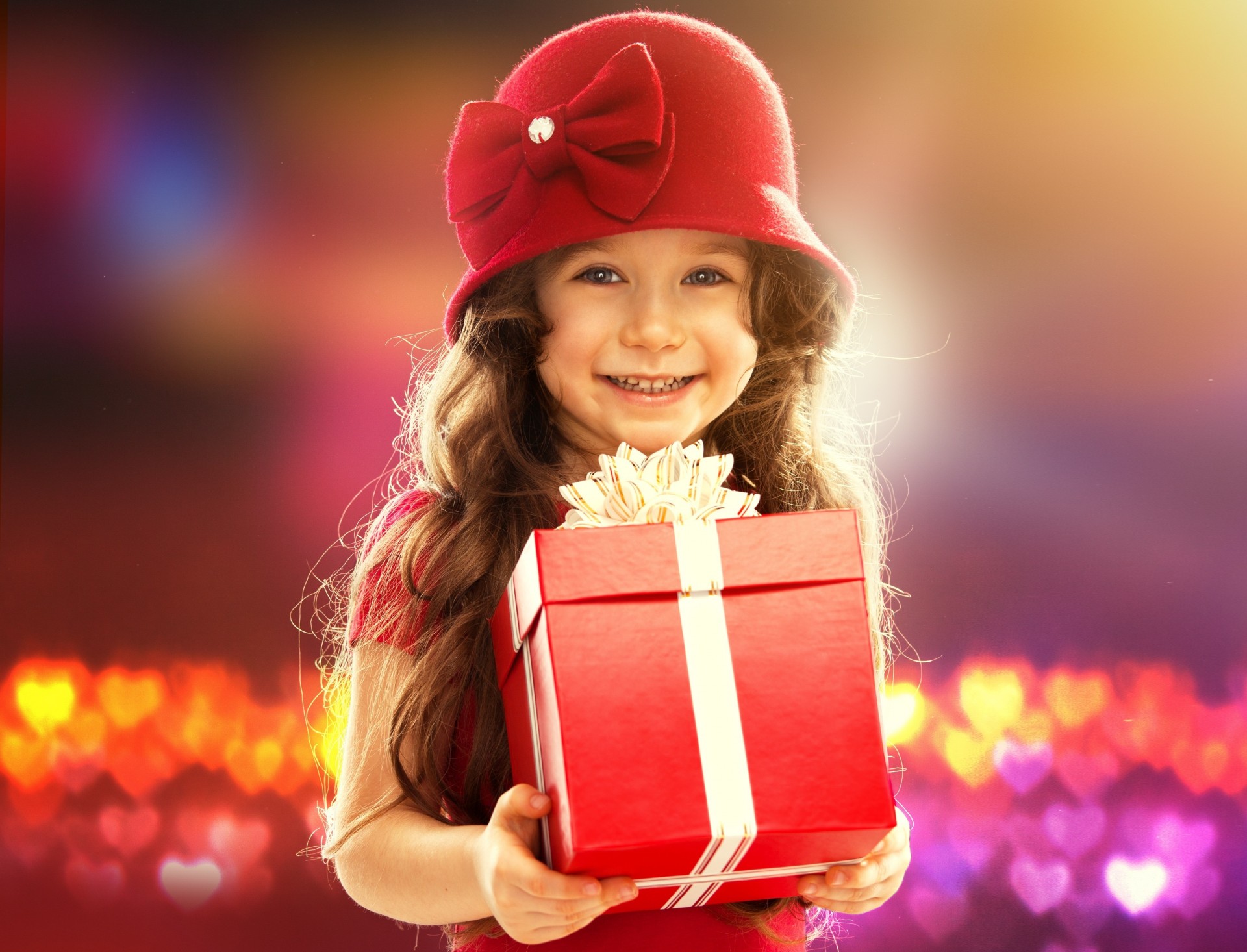 happiness girl bokeh mood child present