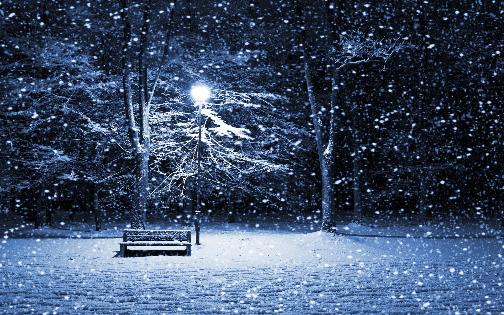 platz bank laterne schneefall romantik schneesturm