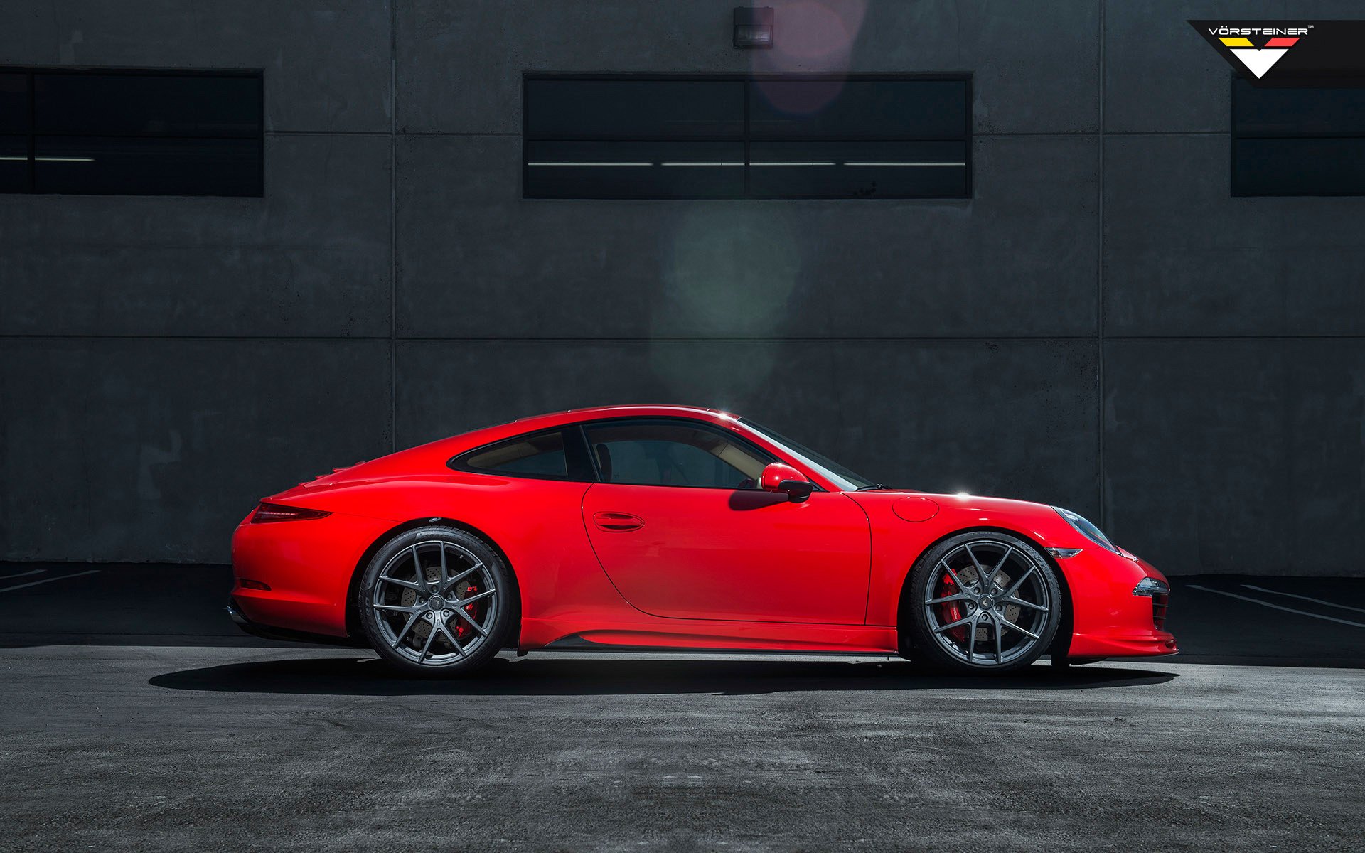 porsche 991 carrera s v-gt edition vorsteiner macchina auto rosso lato