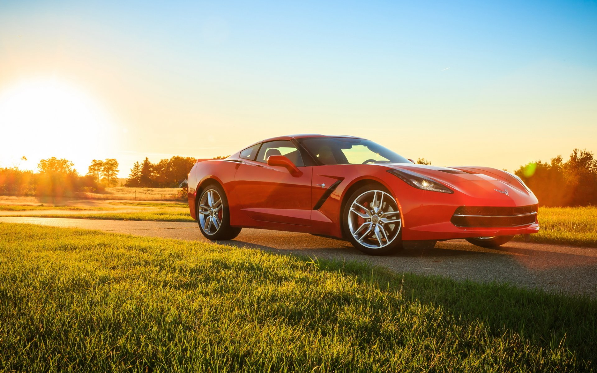 chevrolet corvette stingray coche rojo corvette