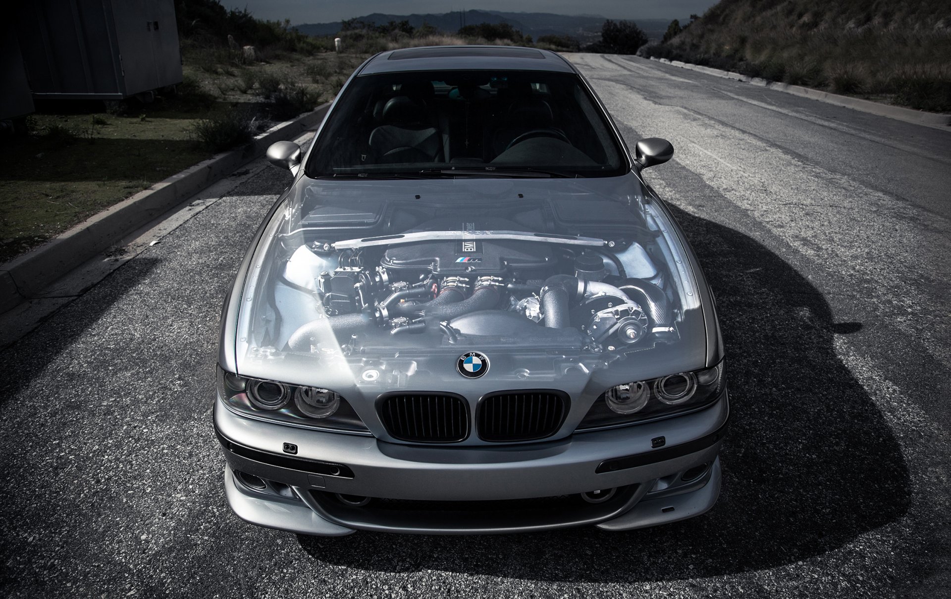 bmw e39 m5 bbs cofano fari motore