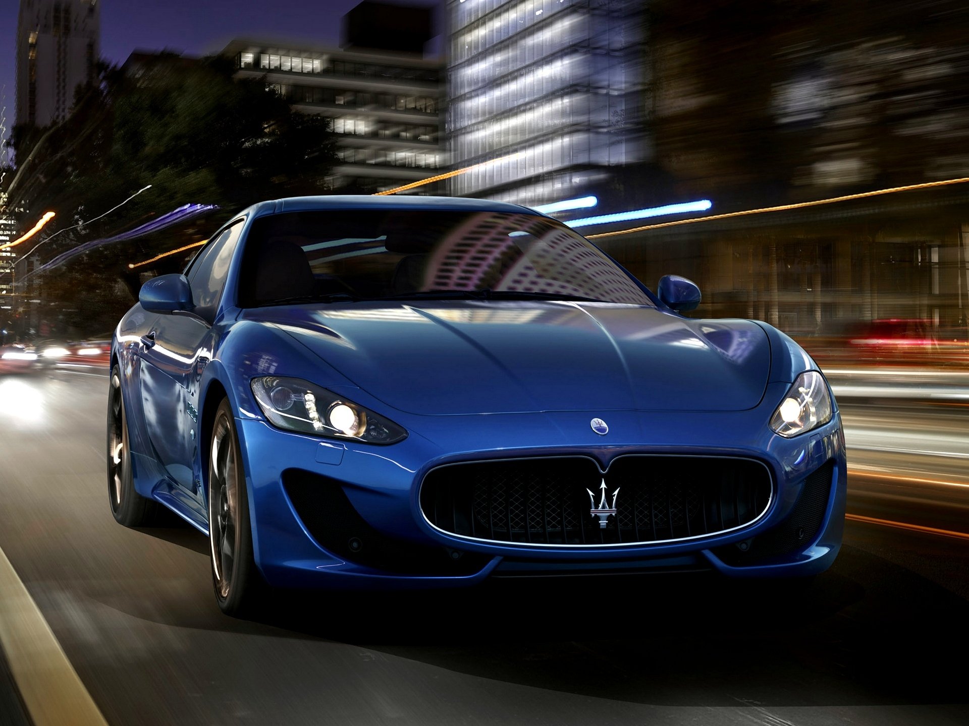 car wallpapers maserati granturismo sport beautiful automobile speed night vehicles machine granturizmo sports town lights front