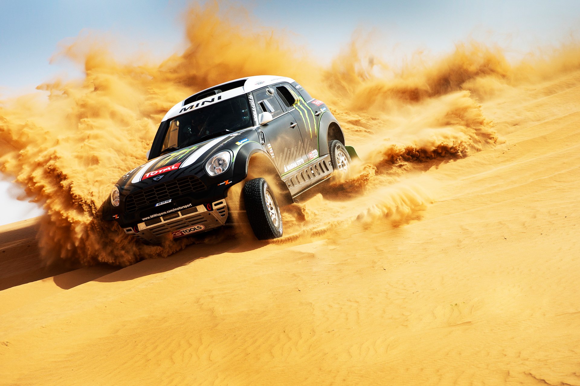 mini mini cooper mini dakar x-raid rally suv 2014 race sport front end car auto black skid