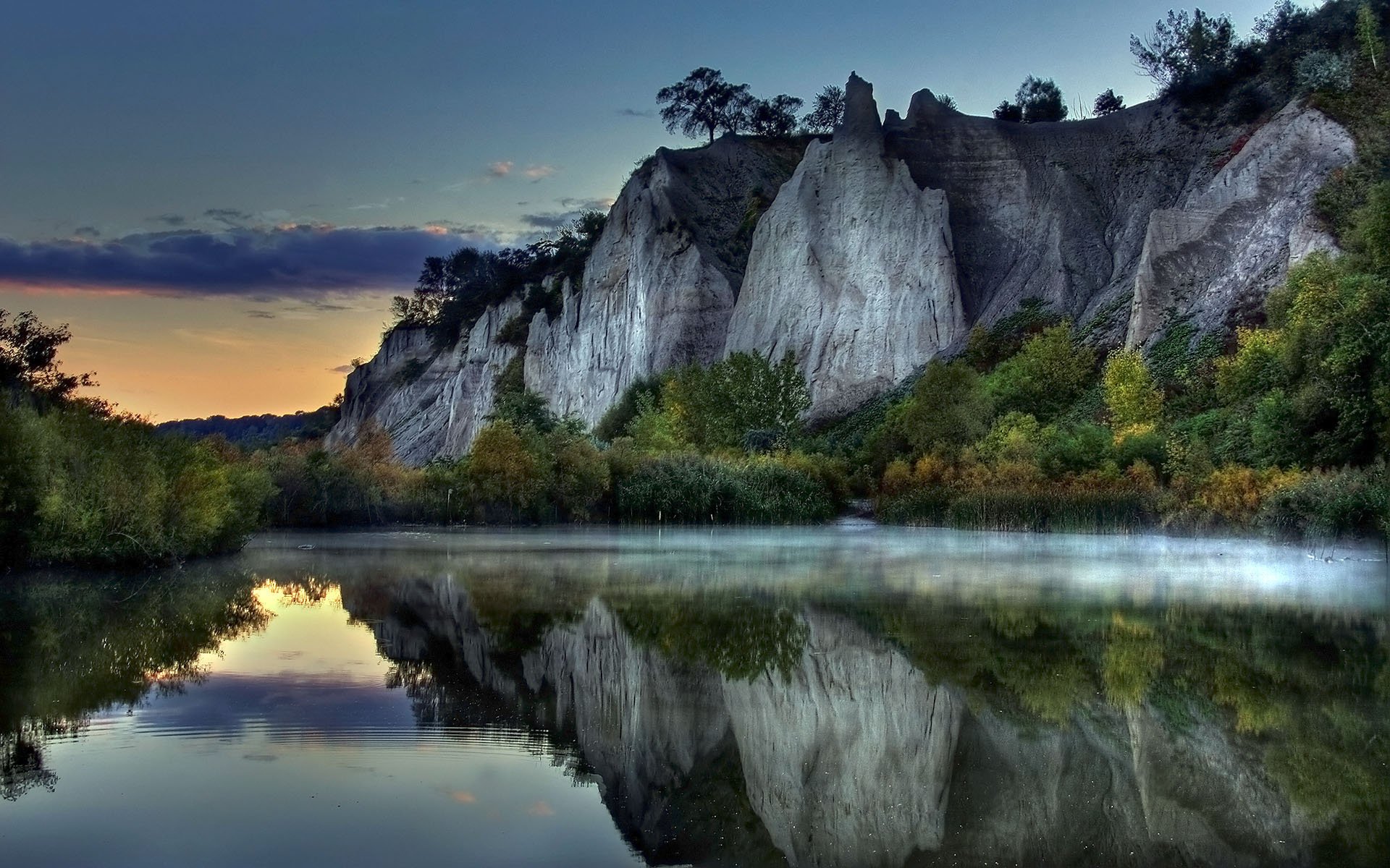 lake rocks nature