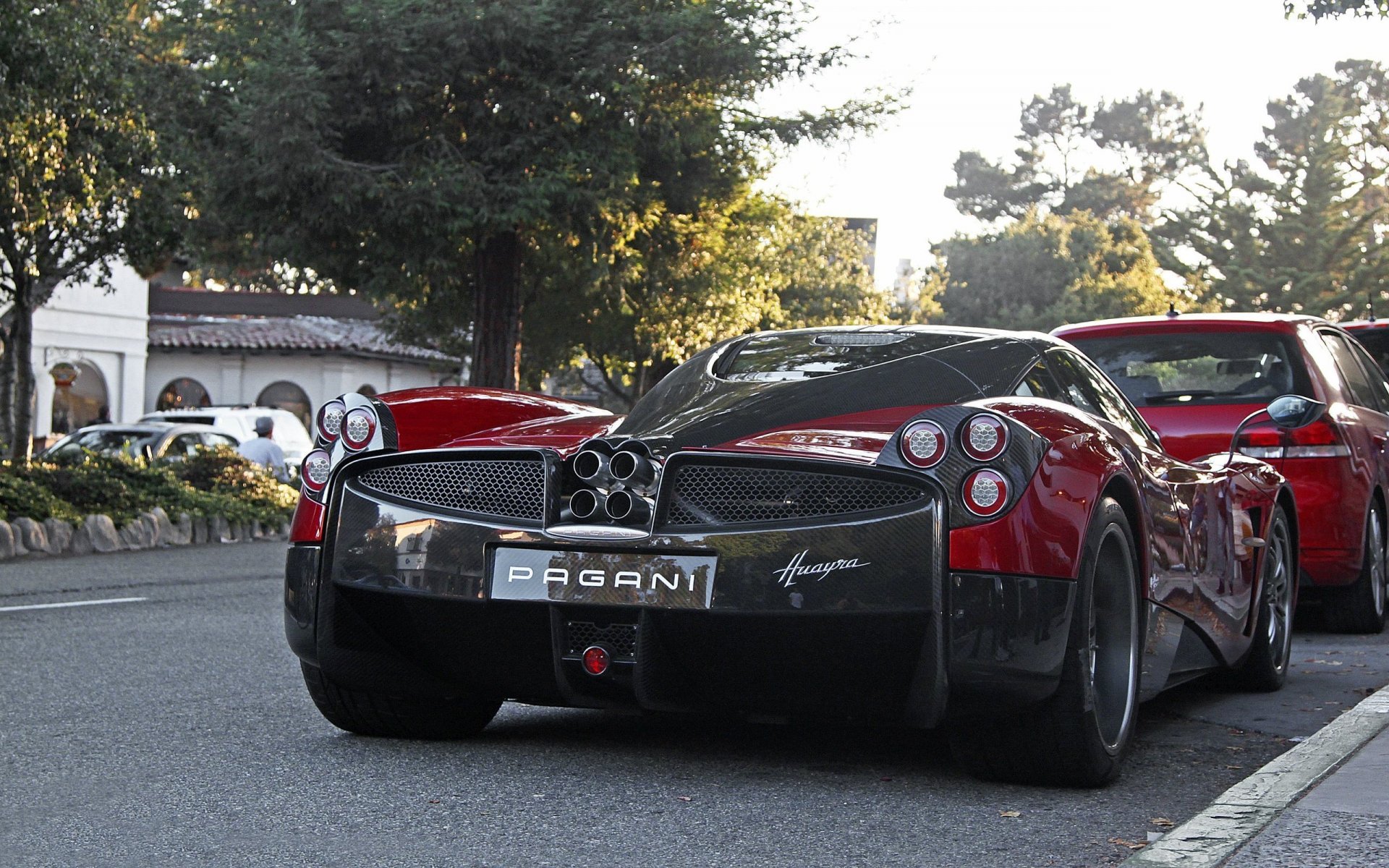 pagani huayra rear supercar on the street pagani huayra