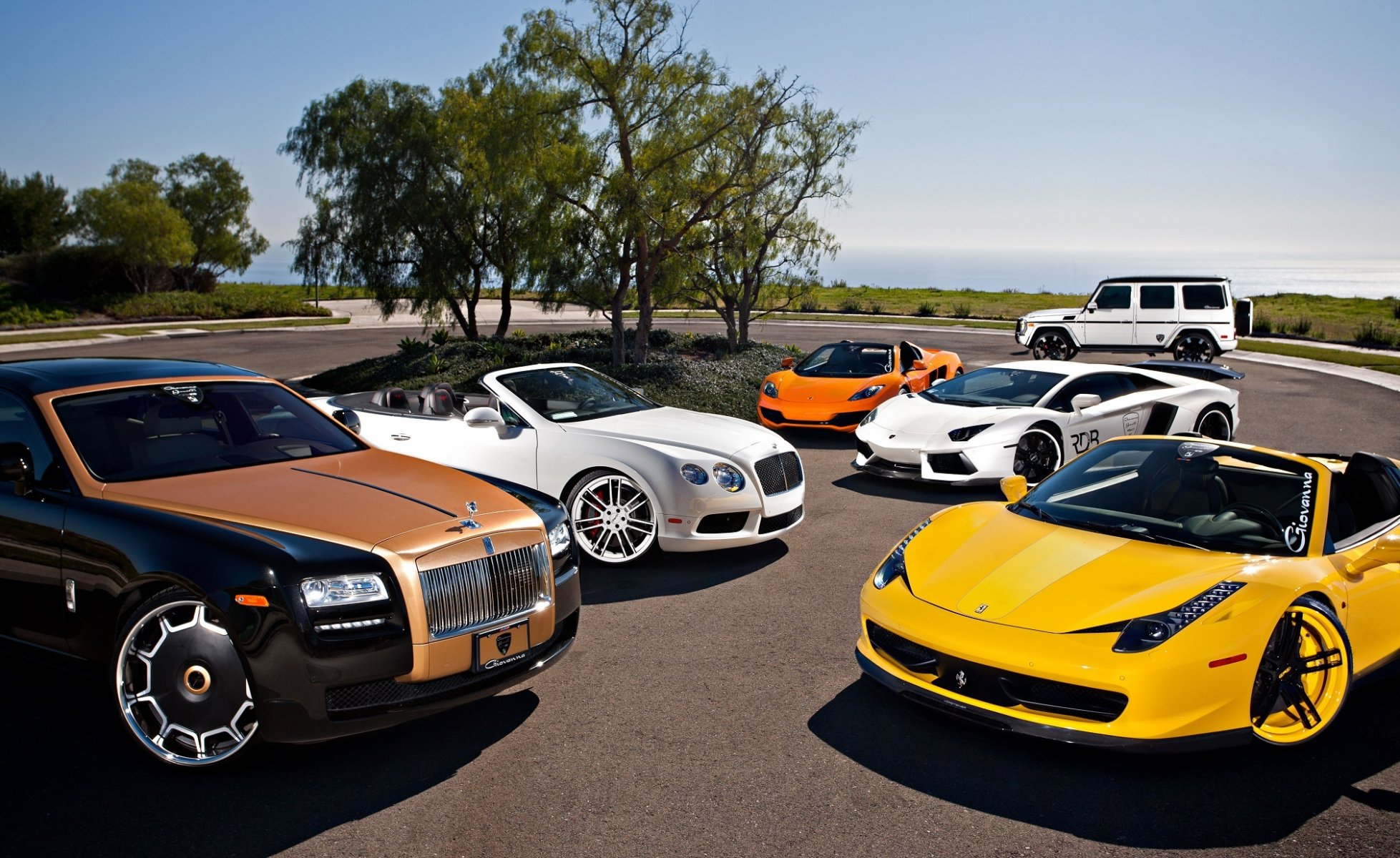 rolls-royce fantôme bentley continental gtc cabriolet mclaren mp4-12c lamborghini aventador lp700-4 mercedes-benz g 63 amg ferrari italia araignée vorsteiner giovanna roues tuning voitures