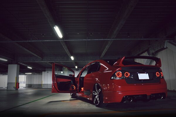 Red sports tuned car