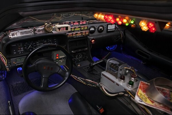 The interior of the car from the movie Back to the future