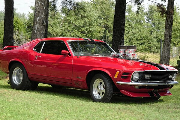 Mustang clásico, color rojo