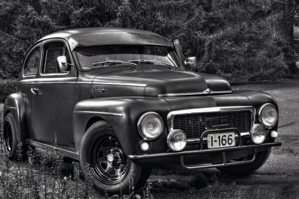 Coche retro blanco y negro foto mural