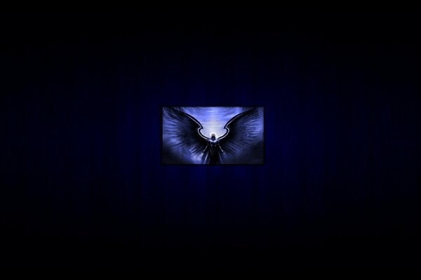 Winged demon in blue and purple tones