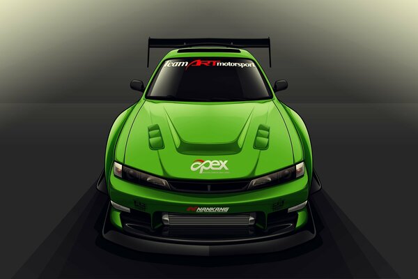 Concepto de arte Nissan Drift spec vector sobre un fondo oscuro