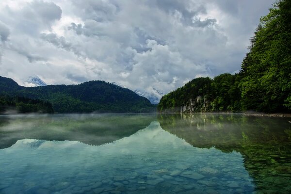 Mountain lake on the background of a forest