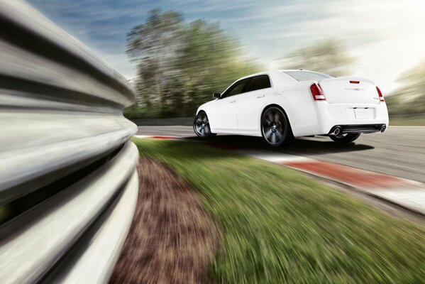 Colorful photo of a foreign car on the road