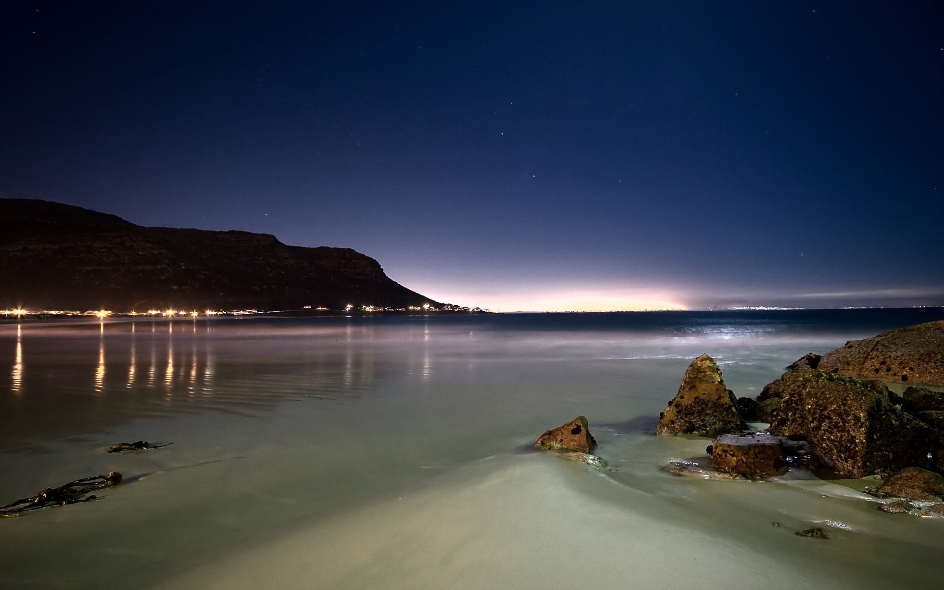 beach night stones light