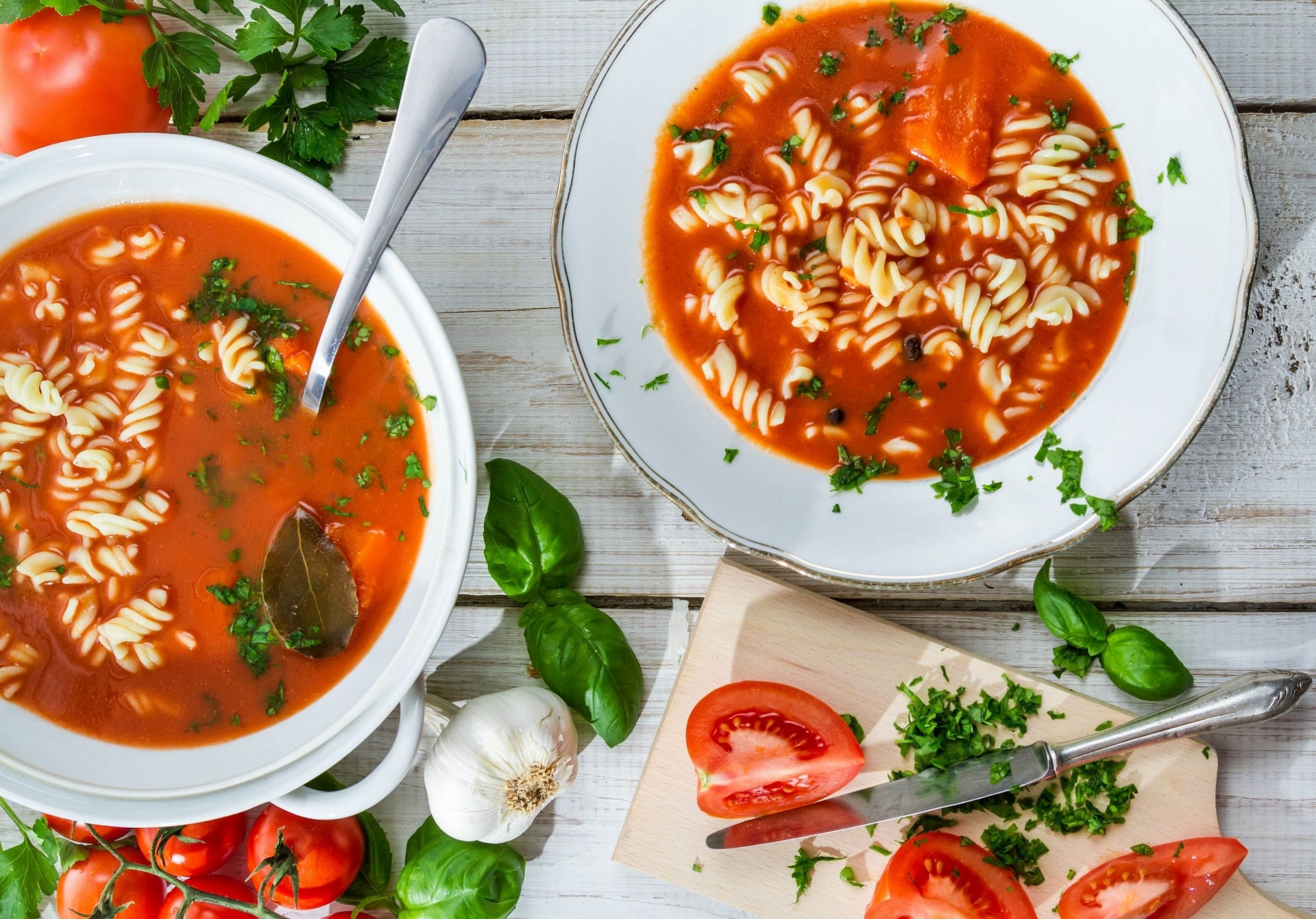 tomatensuppe knoblauch nudeln