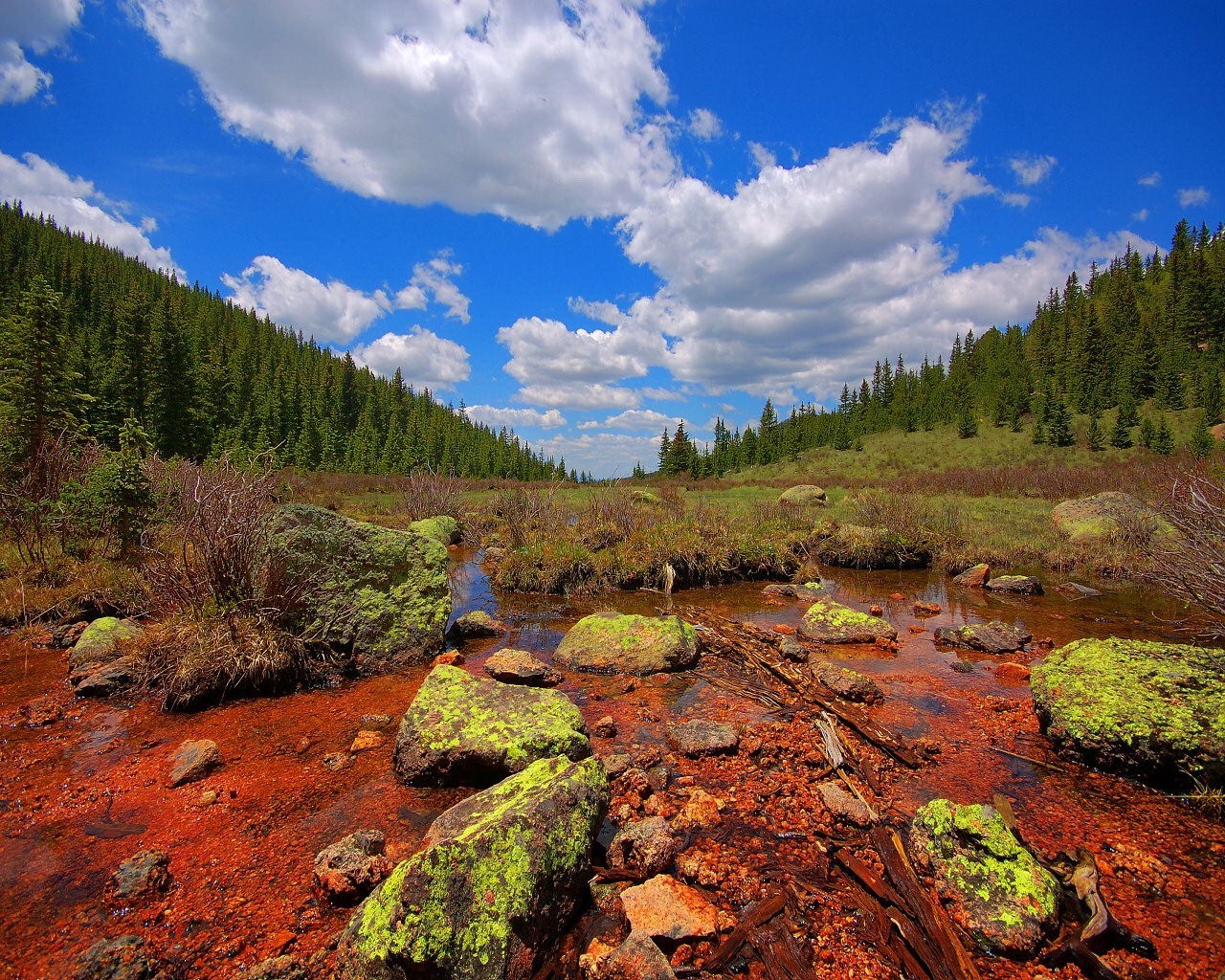 clouds stones bog