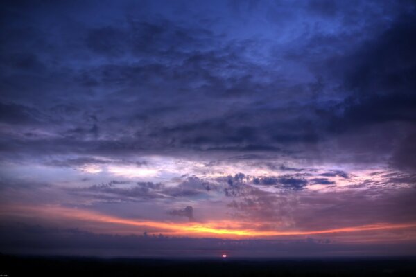 Sunset and cloudy evening sky