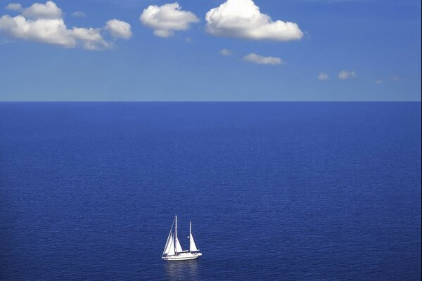 White yacht at sea