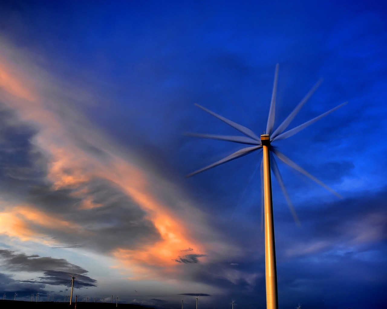 windmühle himmel wolken blau