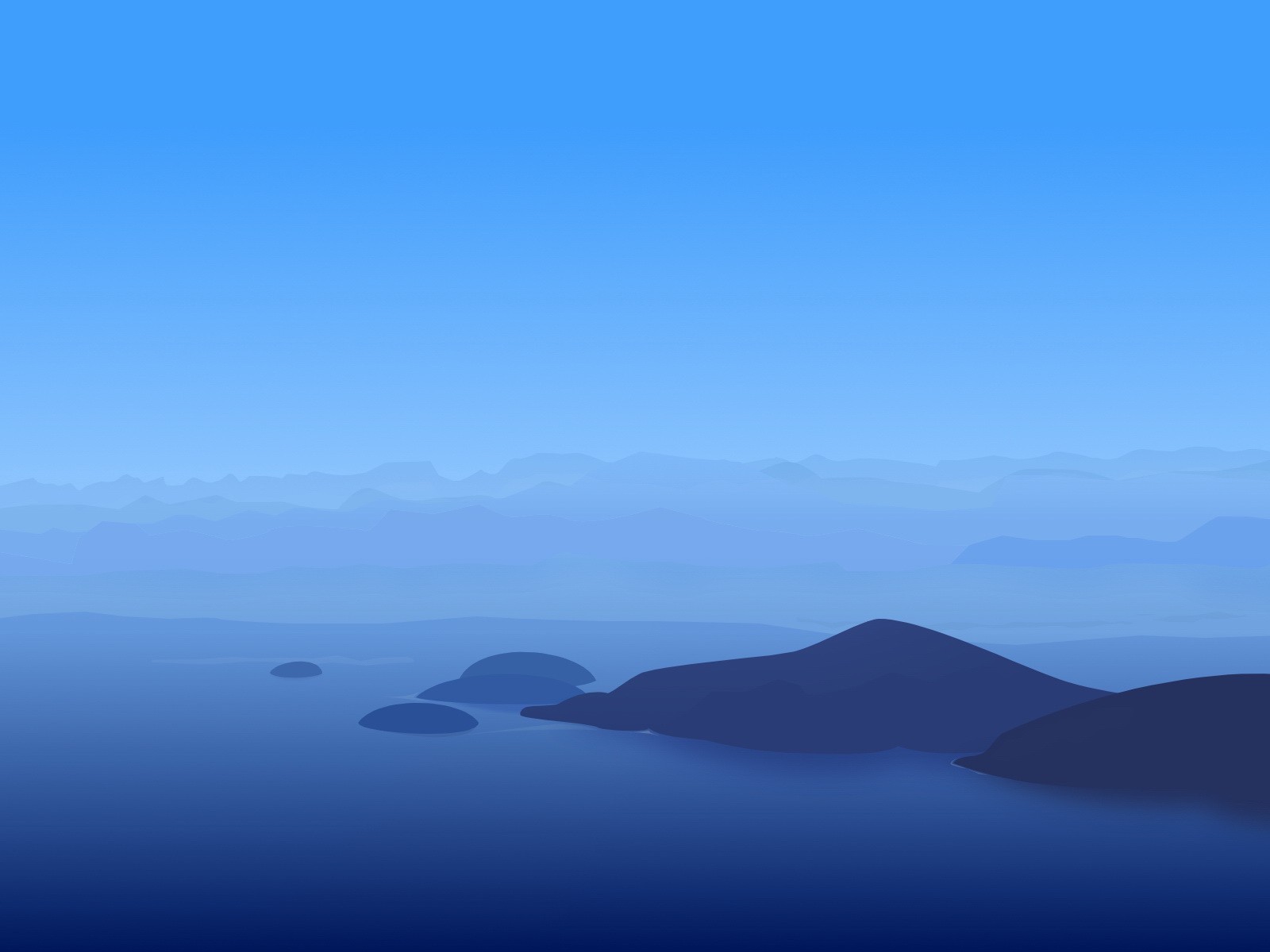 blue vector minimalism hills sea