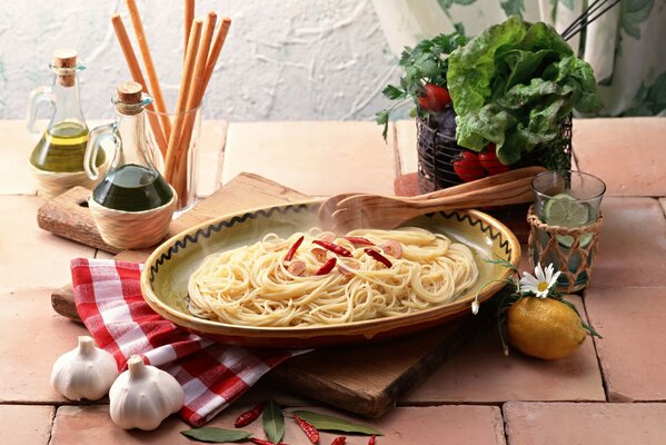 Dish Hot Spaghetti Still Life