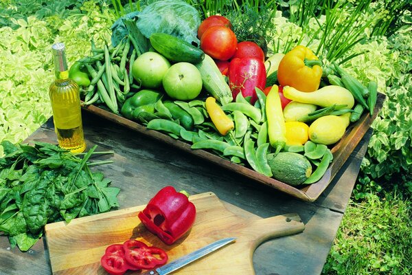 Frisches Gemüse und ein Picknick in der Natur