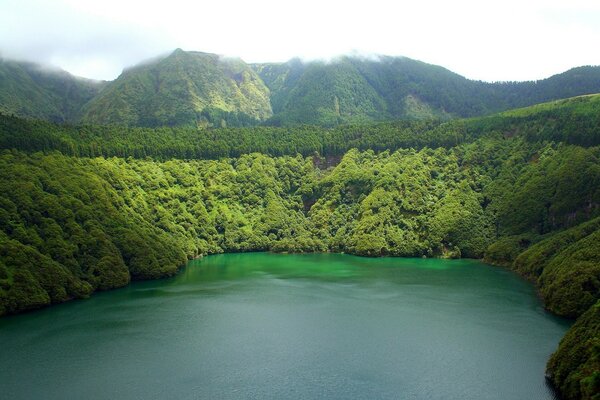 Green crater. The Lost Lake