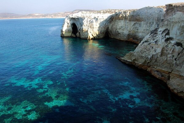 Huge white rocks near the sea coast