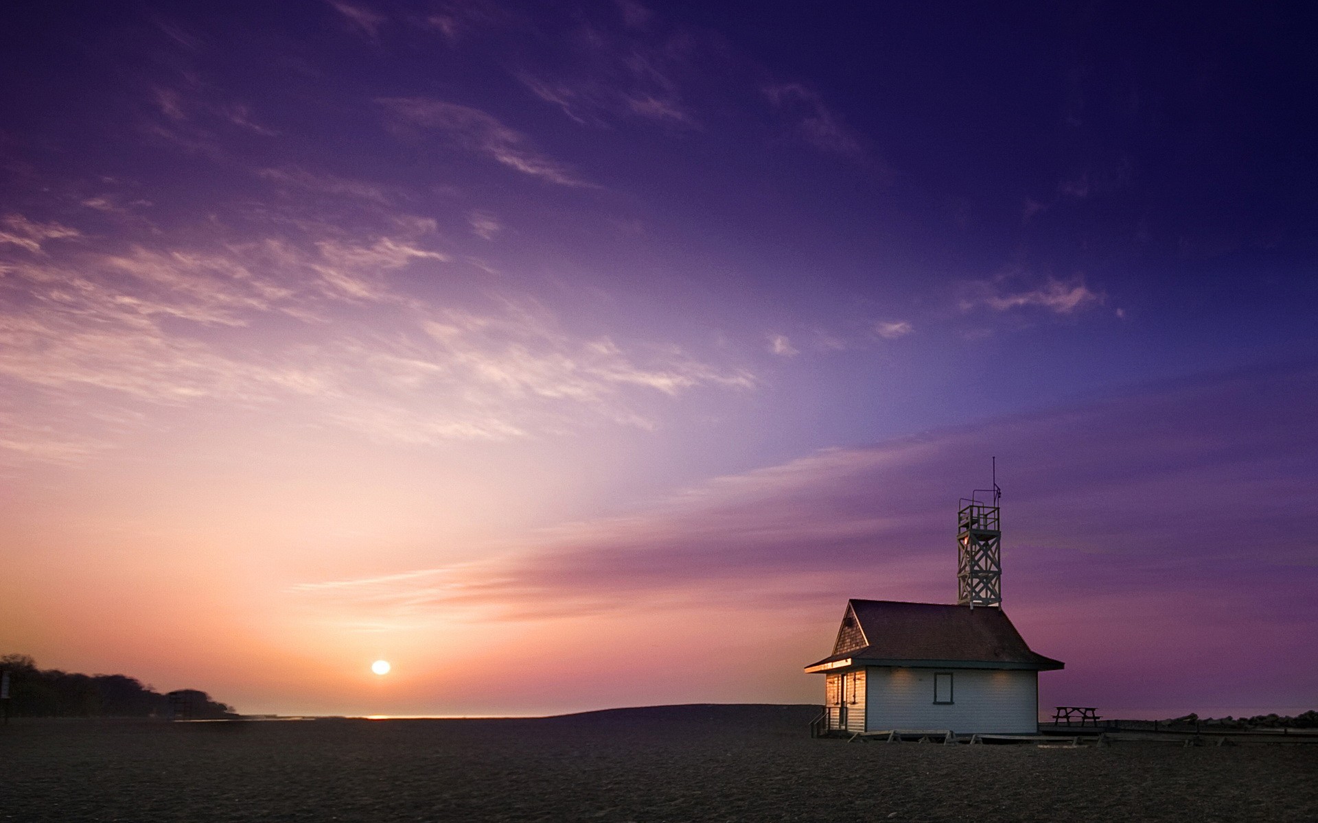 ufer haus sonne wolken himmel