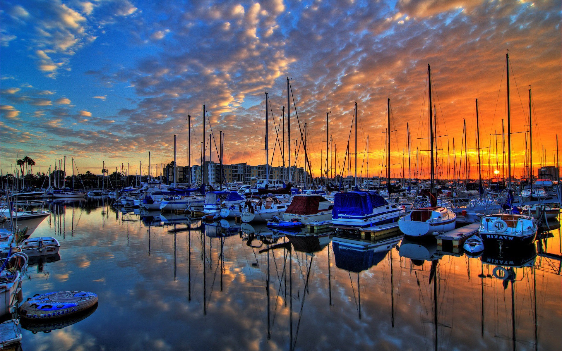 yacht clouds sun reflection