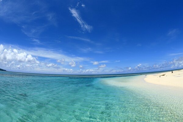 Spiaggia di sabbia bianca vicino all acqua blu