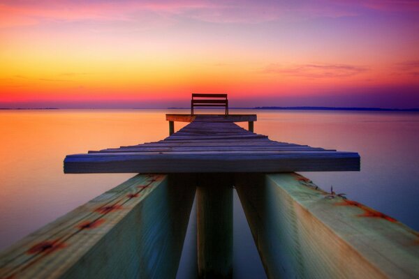 Peaceful view of the pier and water