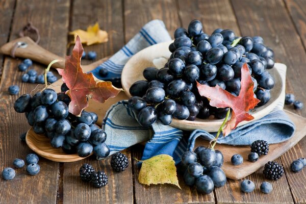 Raisins sur la table