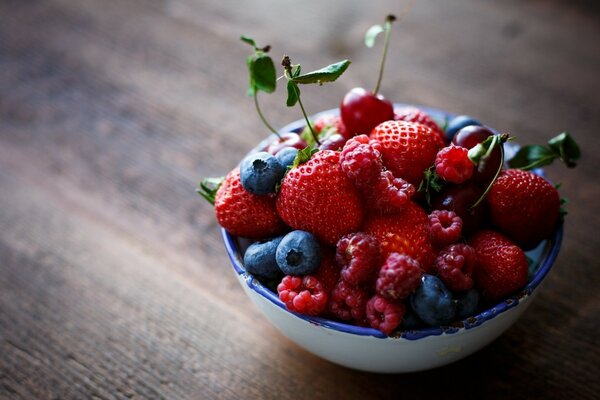 A bowl with fresh summer berries